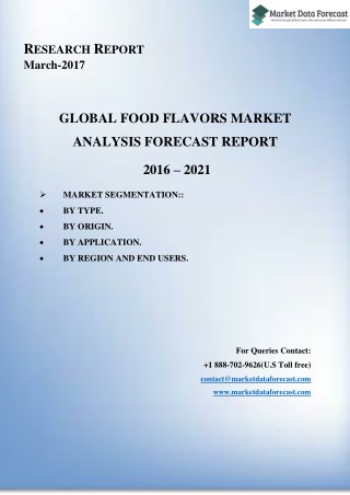 Food Flavors Market Trends, and Forecasts (2016–2021)