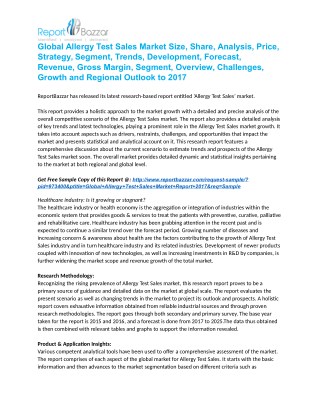 Global Allergy Test Sales Market Size, Share, Analysis, Price, Strategy, Segment.