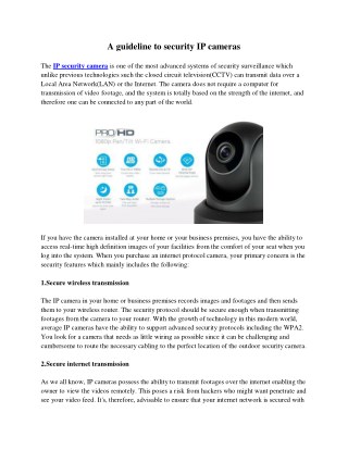 A guideline to security IP cameras