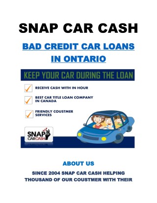 bad credit car loans in Ontario