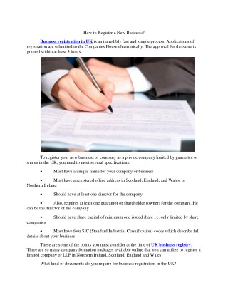 Business Registration in UK