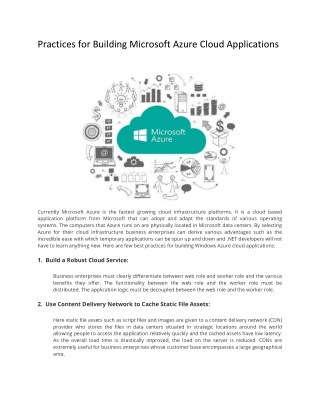 Practices for Building Microsoft Azure Cloud Applications