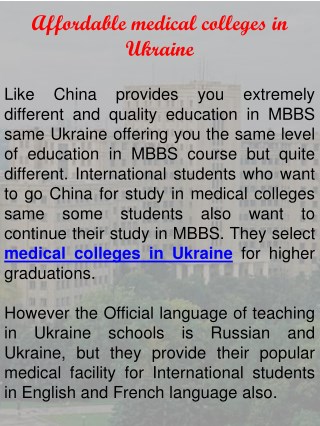 Affordable medical colleges in Ukraine