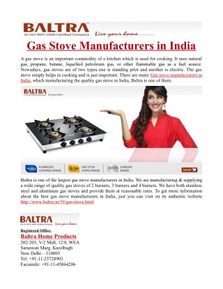 Gas Stove Manufacturers in India