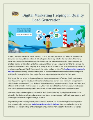 Digital Marketing Helping in Quality Lead Generation