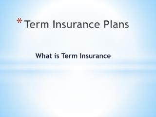 Term Insurance Plans