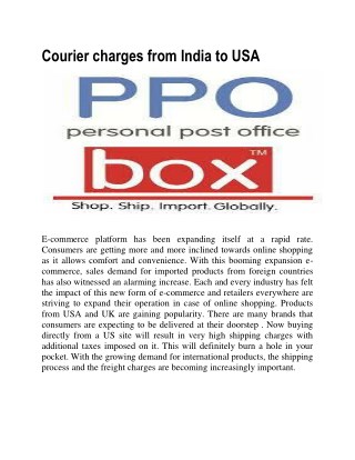 Courier charges from india to usa | PPOBox(Personal Post Office)