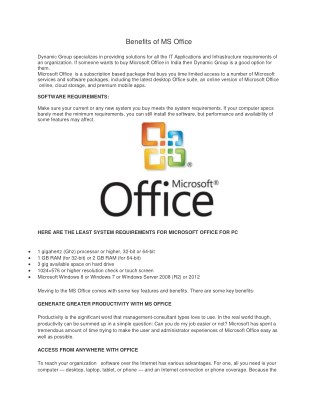 Benefits of MS Office