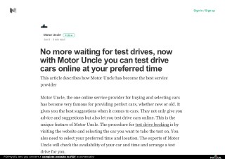 No more waiting for test drives, now with Motor Uncle you can test drive cars online at your preferred time