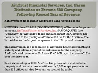 Am trust financial services, inc. earns distinction as fortune 500 company following record year of revenue