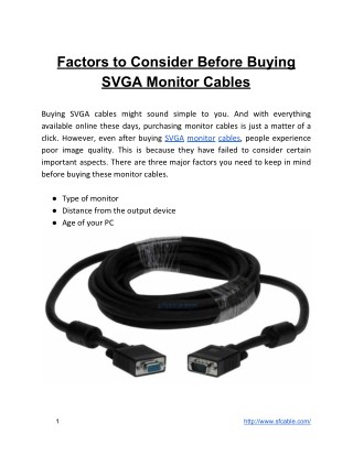 Factors to Consider Before Buying SVGA Monitor Cables