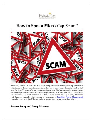 How to Spot a Micro-Cap Scam?