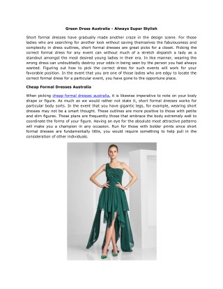 Green Dress Australia - Always Super Stylish