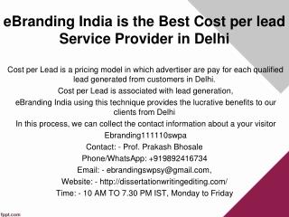 eBranding India is the Best Cost per lead Service Provider in Delhi