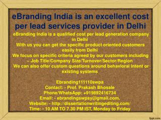 eBranding India is an excellent cost per lead services provider in Delhi