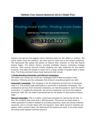 Optimize Your Amazon Sponsored Ads In 3 Simple Ways