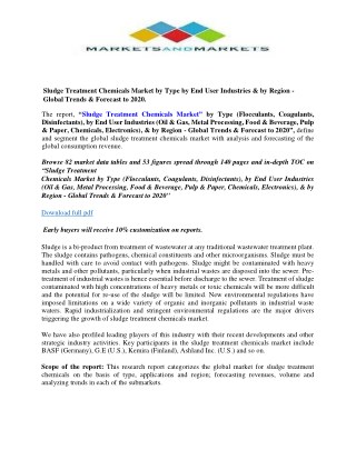 Sludge Treatment Chemicals Market worth $7.4 Billion by 2020