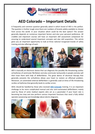 AED Colorado – Important Details