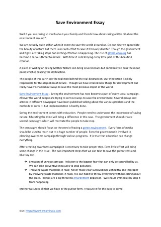 Save environment essay