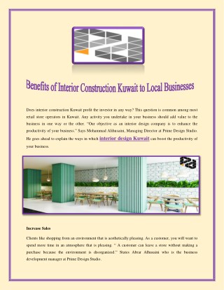 Benefits of Interior Construction Kuwait to Local Businesses
