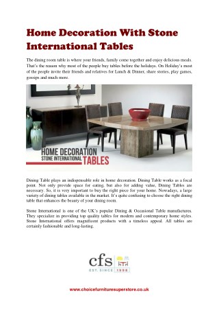 Home Decoration with Stone International Tables