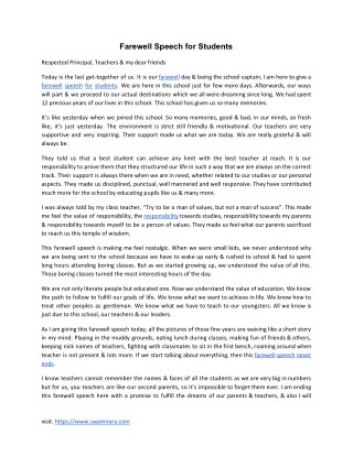 Farewell speech for students