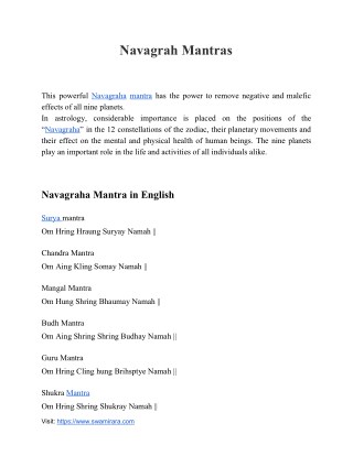 Navagraha Mantra