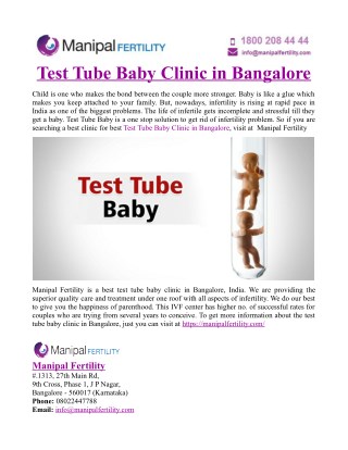 Test Tube Baby Clinic in Bangalore