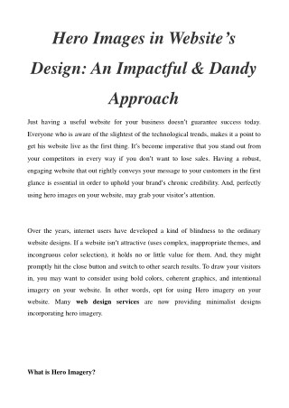 Hero Images in Website’s Design - An Impactful & Dandy Approach