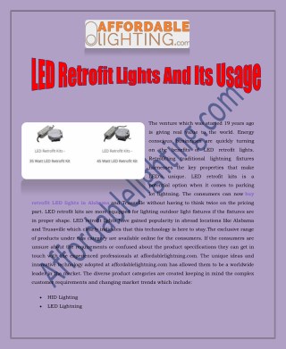 LED Retrofit Lights And Its Usage