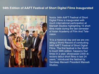 94th Edition of AAFT Festival of Short Digital Films Inaugurated
