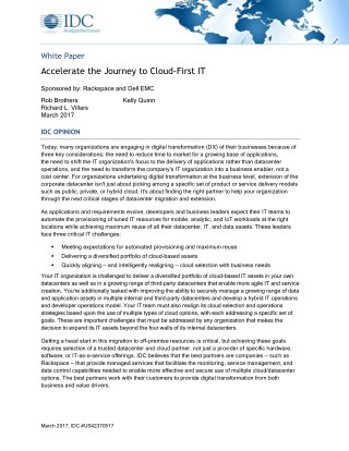 Accelerate The Journey to Cloud First IT