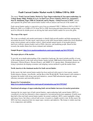 Fault Current Limiter Market worth 5.2 Billion USD by 2020