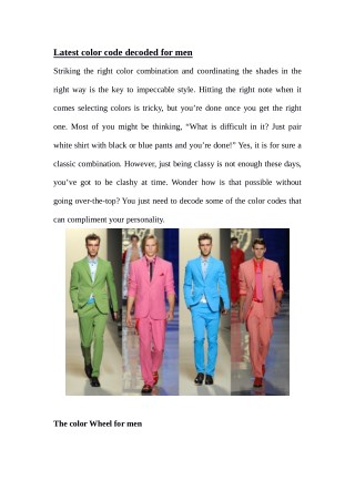 Latest color code decoded for men