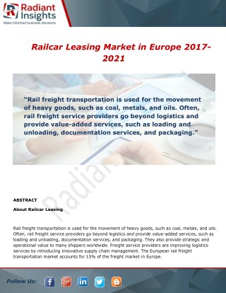 Railcar Leasing in Europe Market Analysis, Growth and Overview Report To 2014 - 2025