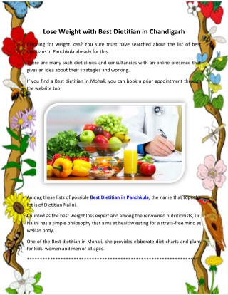 Lose Weight with Best Dietitian in Chandigarh