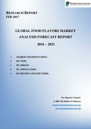 Global Food Flavors market to reach USD 16.86 Billion by 2021, at a CAGR of 5.75%