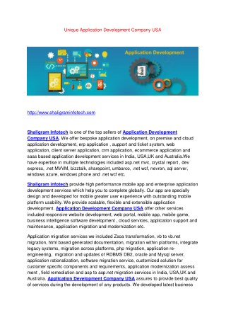 Unique Application Development Company USA