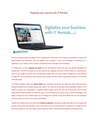 Digitalize your service with IT Rentals