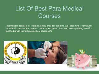 List Of Best Para Medical Courses