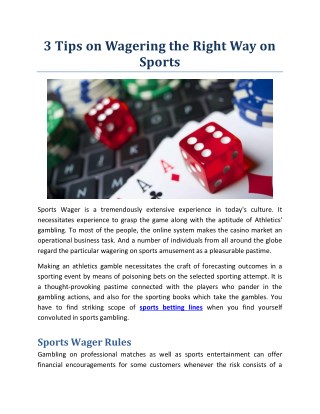 3 Tips on Wagering the Right Way on Sports