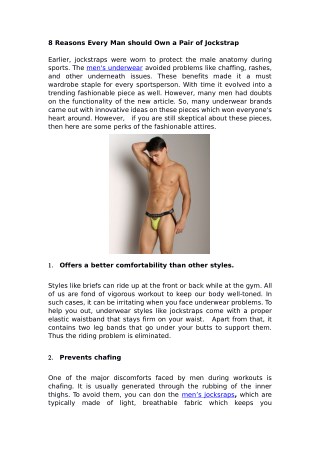 8 Reasons Every Man should Own a Pair of Jockstrap