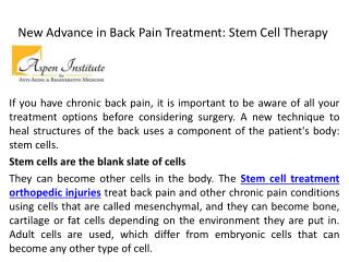 Stem Cell Treatment Orthopedic Injuries - Aspen-regenerativemedicine.com