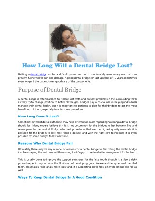 How Long Will a Dental Bridge Last