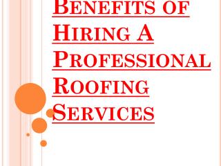 Professional Roofing Services Various Benefits