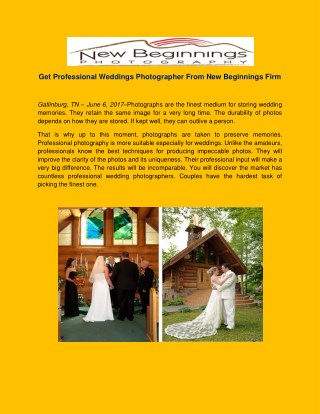 Get Professional Weddings Photographer From New Beginnings Firm