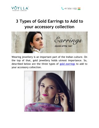3 Types of Gold Earrings to Add to your accessory collection