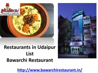 Restaurants in Udaipur List