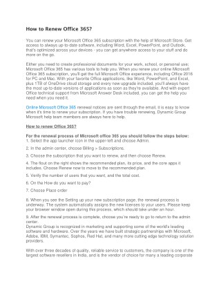 How To Renew Office 365?