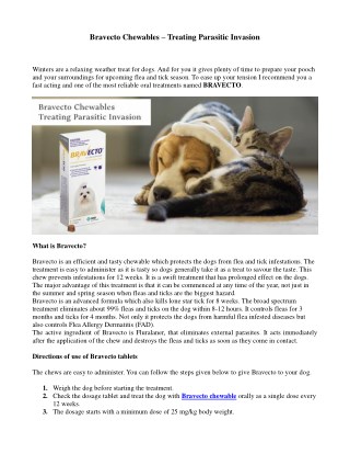 Buy Bravecto for Dogs - Bravecto Flea And Tick Chewable Tablets For Dogs